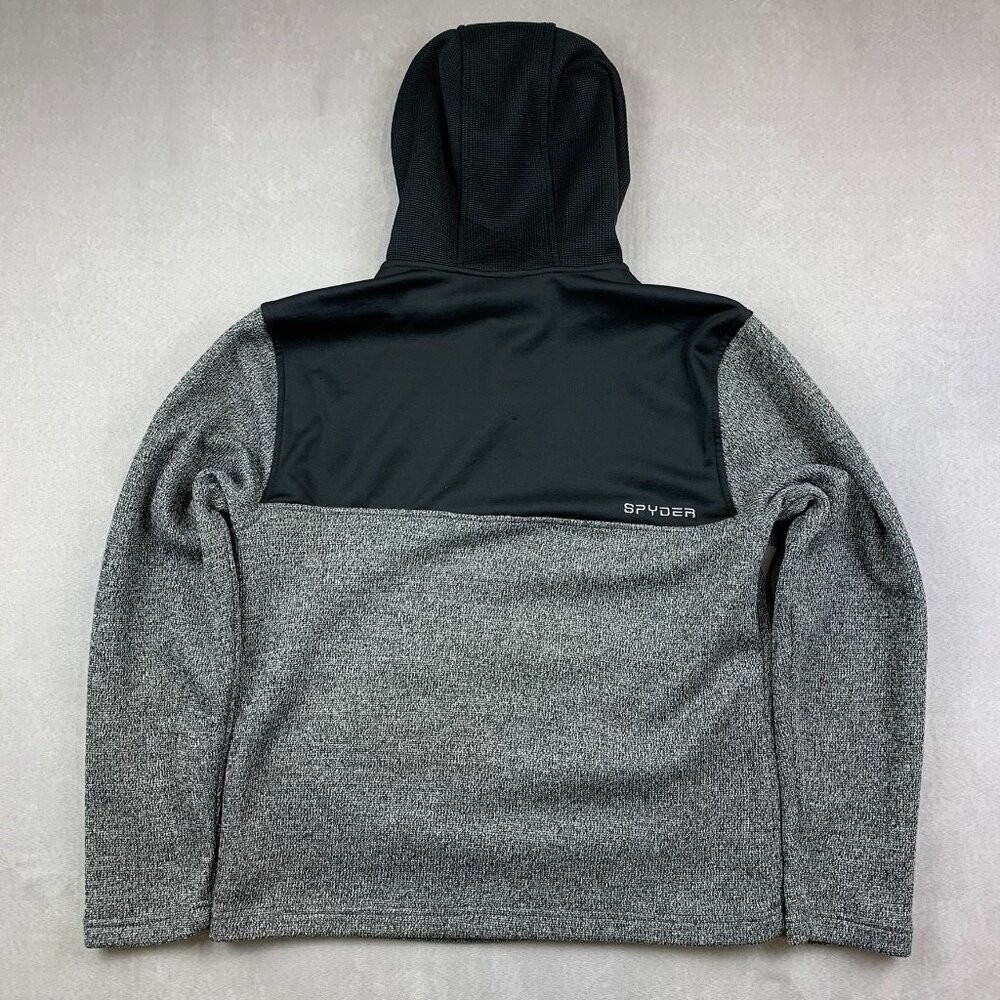 Spyder Mens Sweater Medium Gray Colorblock Ray 1/4 Zip Hoodie Long Sleeve Racer - Picture 9 of 10